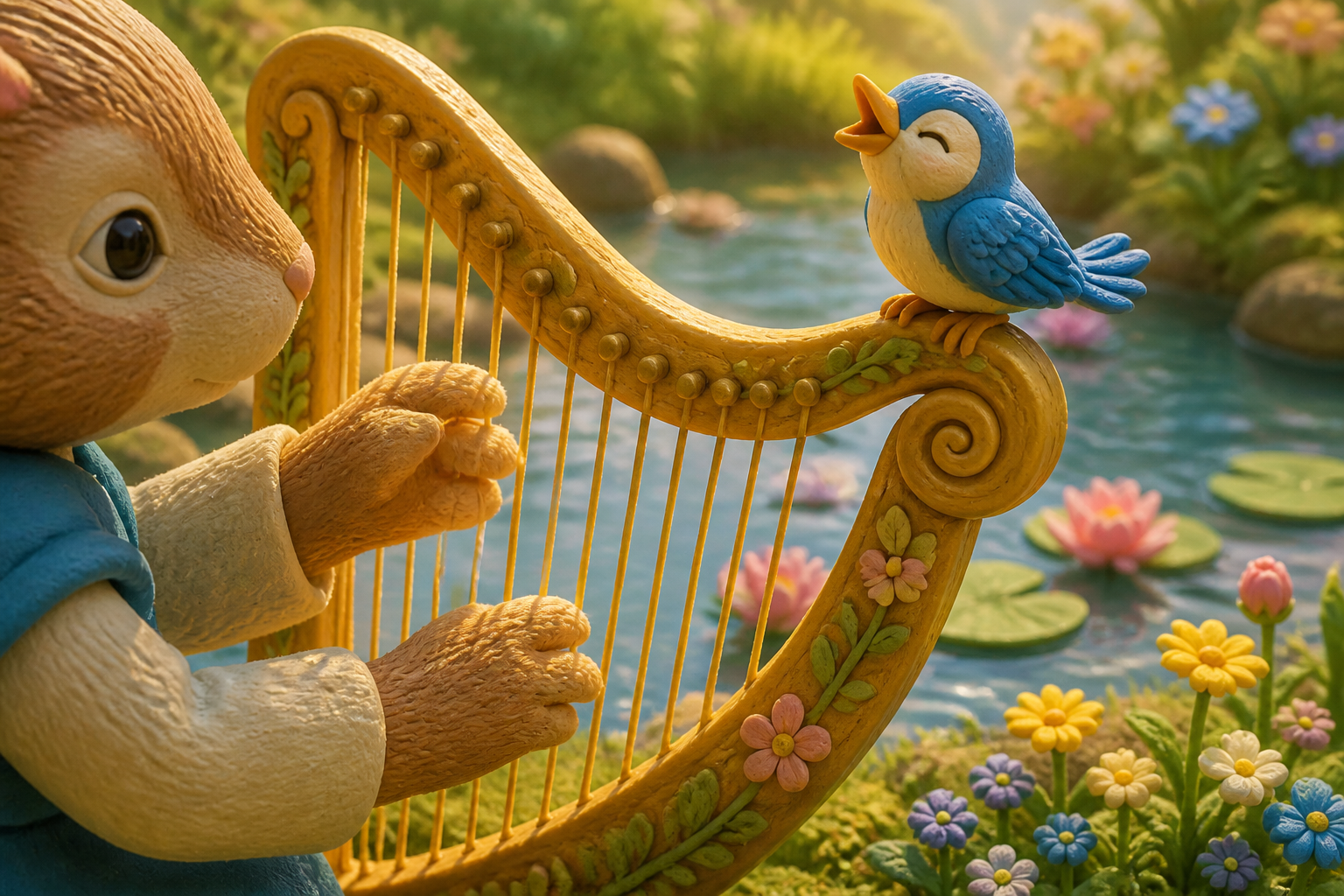Artwork for a future ISaySo story, Harp by the Pond.